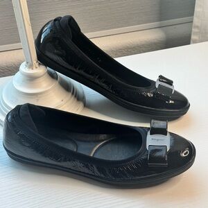 FERRAGAMO
Savina Bow-embellished Quilted Leather Ballet Flats